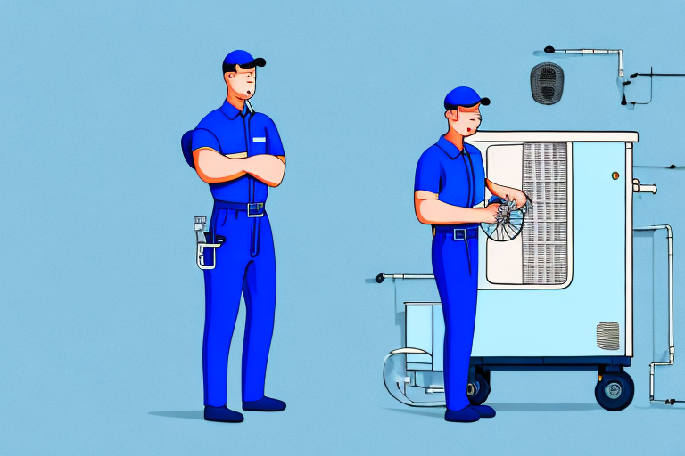 A technician in a blue uniform