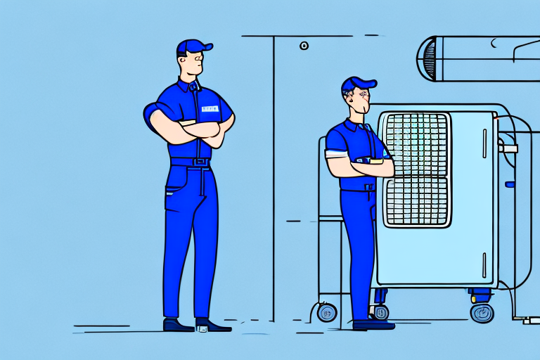 A technician in a blue uniform
